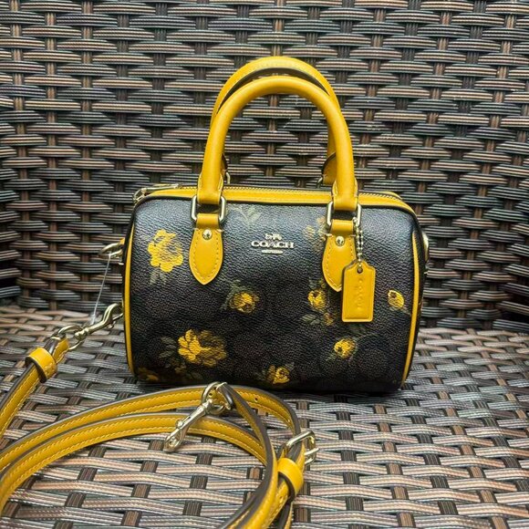 NWT Coach Mini Rowan Crossbody Bag Signature Canvas Floral CCF31 - Picture 1 of 7